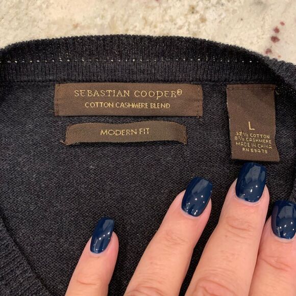 Sebastian Cooper Cotton/ Cashmere Argyle Sweater sz L NWOT - Picture 2 of 3